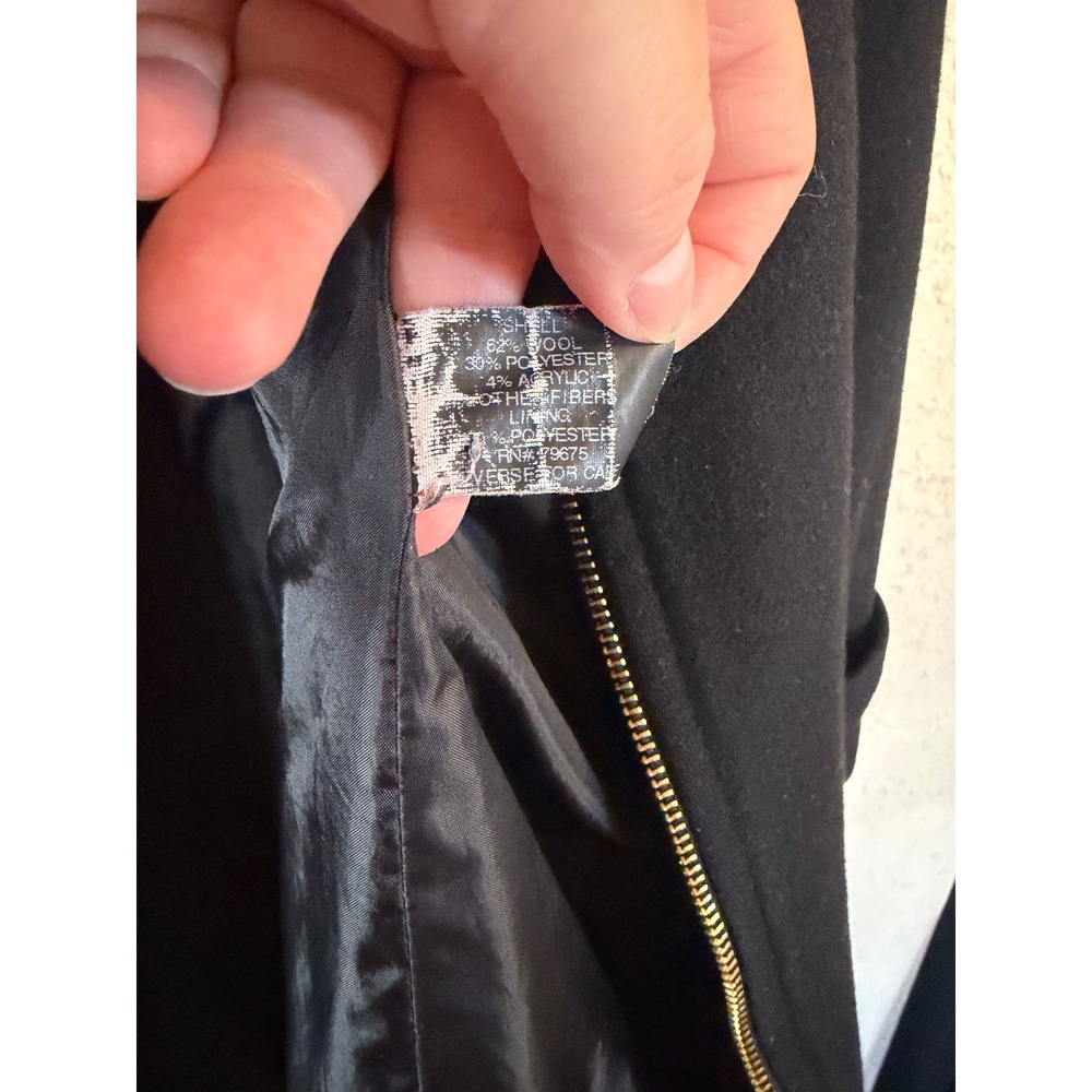 MICHAEL KORS Womans Wool Blend‎ Pea Coat Jacket Size 6 Gold Zip Black - Picture 3 of 10